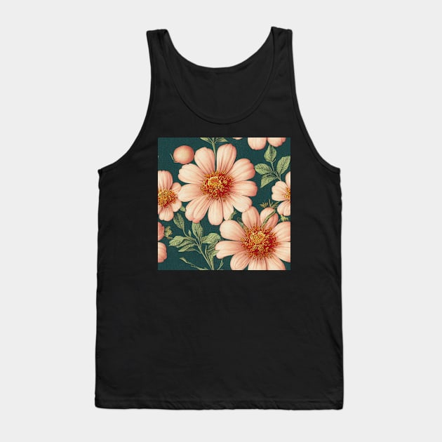 Pink Zinnia Design Tank Top by VintageFlorals